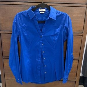 Express Original Royal Blue Long Sleeve button Up Shirt